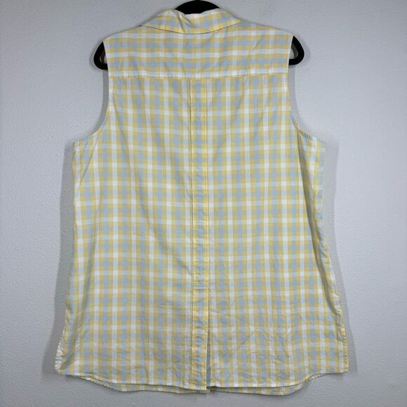 Pendleton Women’s Plaid Sleeveless Button Front Shirt Blue Yellow Size XL - Picture 5 of 8